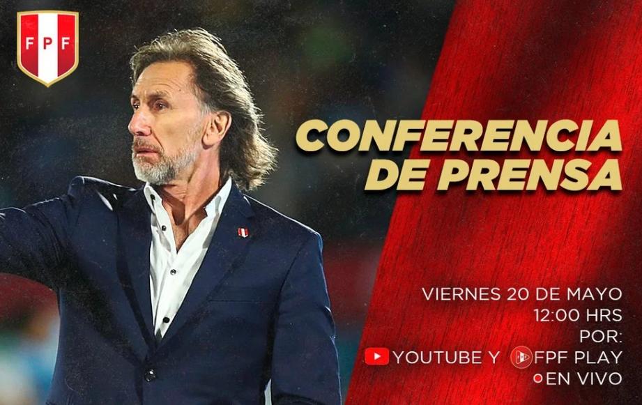 Ricardo Gareca ofrecerá hoy una conferencia de prensa desde Videnas de San Luis para dar a conocer la lista de convocados de Perú para el repechaje del Mundial de Catar 2022.